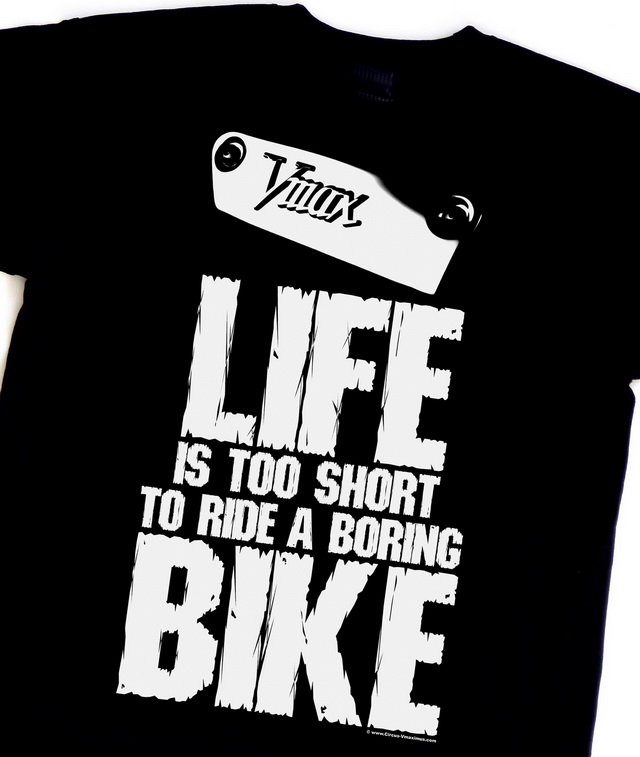 The new "Vmax - LIFE IS TOO SHORT TO RIDE A BORING BIKE" t-shirt